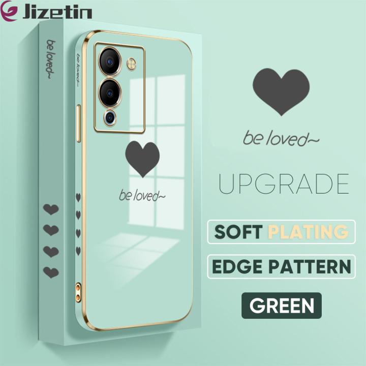 Jizetin (Free Lanyard) for Infinix Note 12 G96 Back Cover Heart loved Luxury 6D Plating Case Side Pattern Soft Silicone Square Mobile Phone Cases
