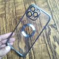 Iphone 13 Pro max Plating Hole Blue Transparent Case.. 