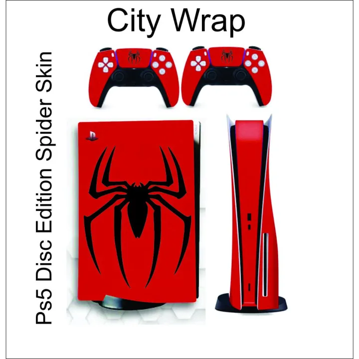 PS5 Dish EDITION Spider Man Wrap fix cutting skin with 2 Controllers skin (Not Silicon only skin) 8 Colours