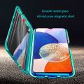 Biruiqu For Samsung Galaxy A14 5G Magnetic Absorption Case Metal Frame Shockproof Double Sided Tempered Glass Magnetic Case Cover. 