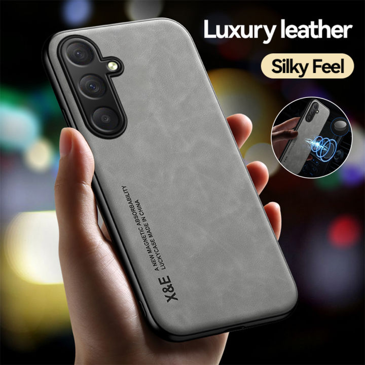 For Samsung S25 Plus Skin-Sensitive Magnetic Phone Protective Back Cover for 6.7 inches samsung galaxy s25 plus s25+ Soft Drop-Resistant Premium Leather Protective Cover