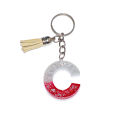 Handmade Resin Keychain Alphabet C Red Color. 