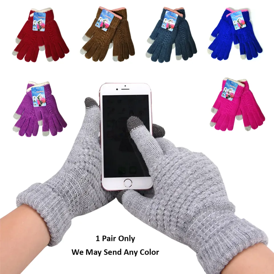 Pair of Stylish Touch Screen Winter Gloves for Women (No Color