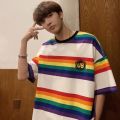 2021 O-Neck Rainbow Tshirt For Men Summer Harajuku Unisex T Shirt Male Casual Colorful Tops Men Funny Top Tees Clothing. 