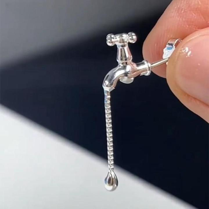 Personalized Creative Faucet Earrings Kpop Accessory Chain Water Drop Design Tassel Earrings Pendant Ear Jewelry for Stylish