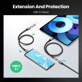 UGREEN USB C Extension Cable 0.5m USB 3.1 Type C to Type C Male to Female Gen2 10Gbps Extender Cord for Nintendo Switch, MacBook Pro, Samsung Galaxy Note 20 Ultra,S25 S24, Google Pixel 3 2 XL. 