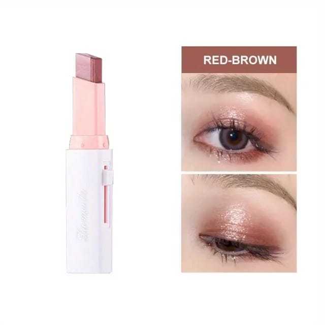 2 In 1 Double Color Gradient Velvet Eyeshadow Stick | Waterproof, Long Lasting Shimmer Metallic Eye Makeup | Professional Bicolor Glitter Velvet Eye Shadow Stick | Lazy Makeup, Pigment Eyeshadow | Waterproof Shimmer Velvet Eye Shadow Cosmetic for Lasting