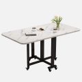Drop Leaf Dining Table, Folding Dining Table with 6 Wheels, Multipurpose Collapsible Drop Leaf Extension, E1 Grade Environmental Protection Plate, Carbon Steel Bracket, Foldable Forms. 