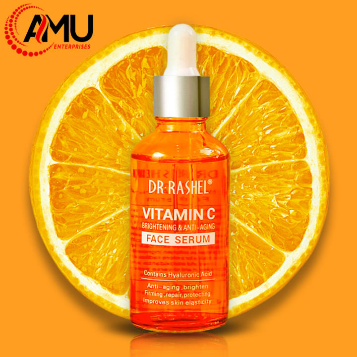 Dr Rashel Vitamin C Serum for Face Brightening Anti Aging Fine Lines Primer Whitenning Glowing Skin with Hyaluronic Acidd - 50ml