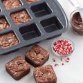 12-Cavity Non-Stick Bakeware Mini Brownie Bar Baking Pan - Square Cake/Muffin/Cheesecake Tray. 
