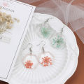 Dried flower transparent acrylic geometric resin earrings temperament personality stud earrings for gilrs for women low price. 