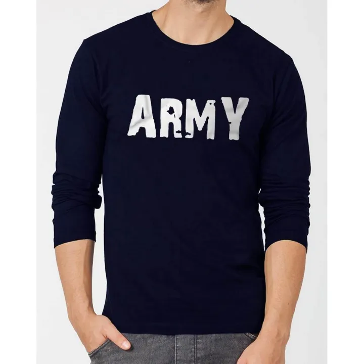 "ARMY"%20ROUND%20NECK%20FULL%20SLEEVES%20PRINTED%20T-Shirt%20-%20Image%203
