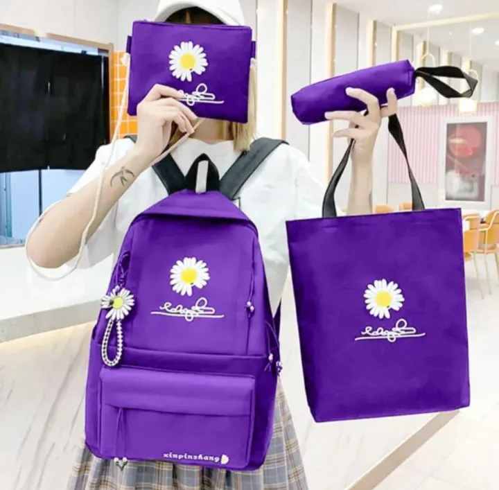 4pcs/Set%20Student%20School%20Bag%20Backpack%20Flower%20Daisy%20Printing%20Large%20Capacity%20Canvas%20Backpack%20INS%20Simple%20Crossbody%20Bag%20For%20Teenager%20-%20Image%205