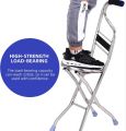 Multipurpose 2 in 1 Ergonomic Design Folding Walking Stick Stool Stainless Steel Walking Chair for the Elderly. 