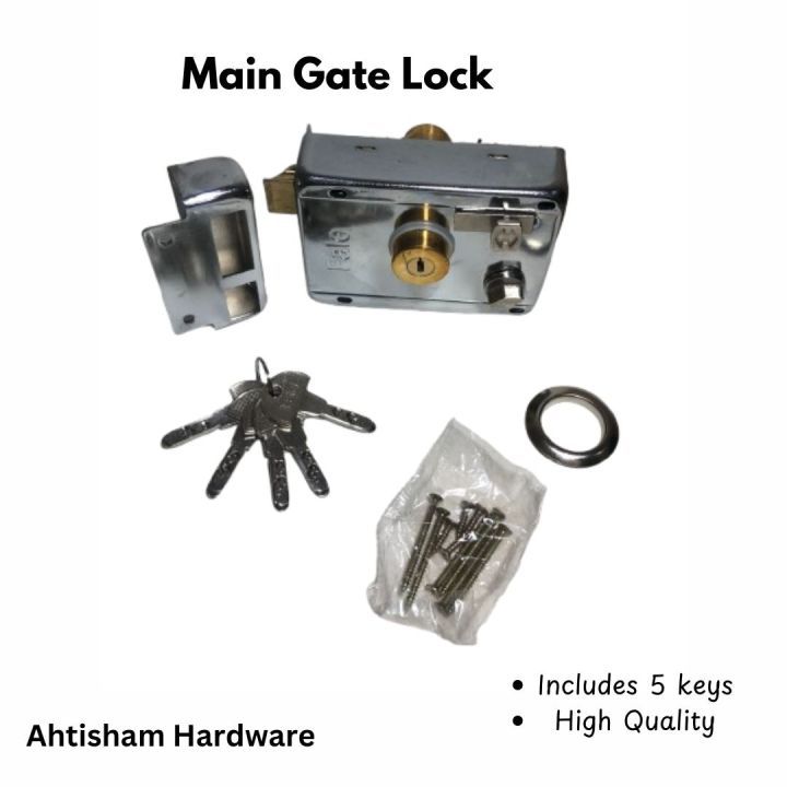 Main Gate Lock Heavy Duty | Home Guard Door Lock with 5 keys | Rim lock ...