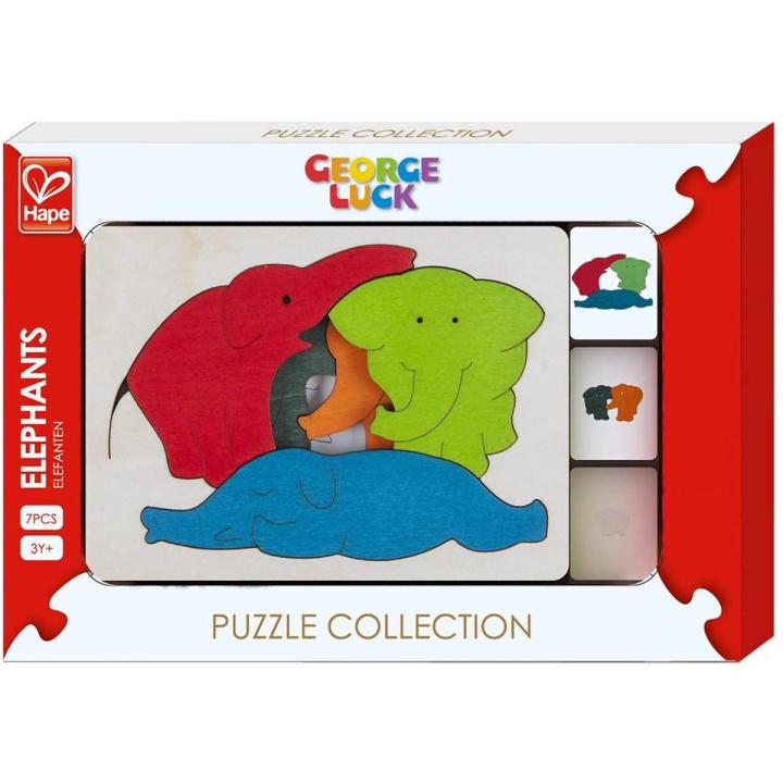 HAPE ELEPHANTS George Luck Wooden Layers Puzzle