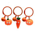 Small Size Carrot Keychain Decorative Cute PVC Gardener Keyring Shovel Keychain for Gardeners Key Decoration Promotional Item. 