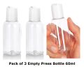 Hair Oil Empty Bottle 60ml Clear Empty Plastic Bottles Press Push Bottle, Lotion Bottle, Shampoo Bottle, Handwash Bottle / Empty Plastic Bottles Push Flip Top Bottle. 
