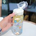 【Free 2D 3D Stickers】400ML Cartoon Water Bottle With Straw And Strap Portable Water Bottle BPA Free Plastic Water Bottle Large Capacity Outdoor Sports Fitness Water Bottle. 