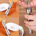 1 Pc Salt and Pepper Grinder, Stainless Steel Push Button Grinder Modern Design Thumb Grinder, for Black Pepper, Sea Salt and Himalayan Salt, Spice and Salt (Silver). 