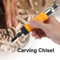 bellylady Woodworking Electric Carving Machine Chisel Tool with 5 Carving Blades 15.5*3CM Orange. 