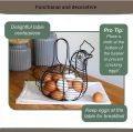 Metal Wire Chicken Shape Egg Basket, Farmhouse Style Black Metal Wire Decorative Basket, Kitchen Egg Collector Basket. 