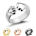 Women Ring Animal Foot Print Adjustable Electroplated Ring. 