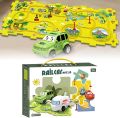Railcar Puzzle Montessori Kids Toy 15 Pcs Magnetic Electric Racing Car Track Traffic Game DIY Assembly Electric Toddler Puzzle Track Set with Vehicle, Battery Powered Toy Vehicle and Puzzle Board, Railcar Building Toys Best Education Toy For Gift Age 3+. 