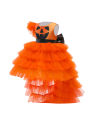Little Girls Halloween Princess Dress, Pumpkin Printed Back Zipper Large Bowknot Layered Mesh Patchwork Irregular One-Piece. 