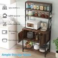 Kitchen Bakers Rack with Hutch, 5 Tier Kitchen Utility Storage Shelf with Cabinet Microwave Oven Stand Rack,. 