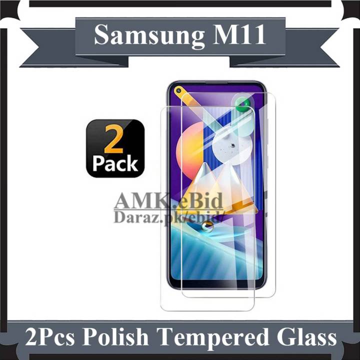 Samsung Galaxy M11 2 in 1 Combo Tempered Glass Screen Protector And Tempered Glass Screen Protector