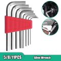 5/8/11 Pcs Multi Tool Double-End Allen Wrench Metric Short Arm Allen Key Set Inch Imperial Hexagon Spanner Wrenches Set. 