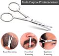 Cutting Clippers Point and Rounded Safety Tip Scissors For Men and Women (Silver), 2 Pcs Stainless Steel Small Scissors, Facial Hair Grooming Set Comfort grip Handels, Eyebrow, Nose, Muatache Beard For Personal and Professional Use. 