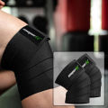SooperFit Black Knee Wraps Weight Lifting Bandage Heavy Duty Elasticated Support Straps Guard Powerlifting, Squatting Available in 2 Meter. 