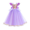 ZEBF--Rapunzal Girl Princess Dress Cosplay Tangled Halloween Birthday Party Vestido Kids Birthday Costume. 
