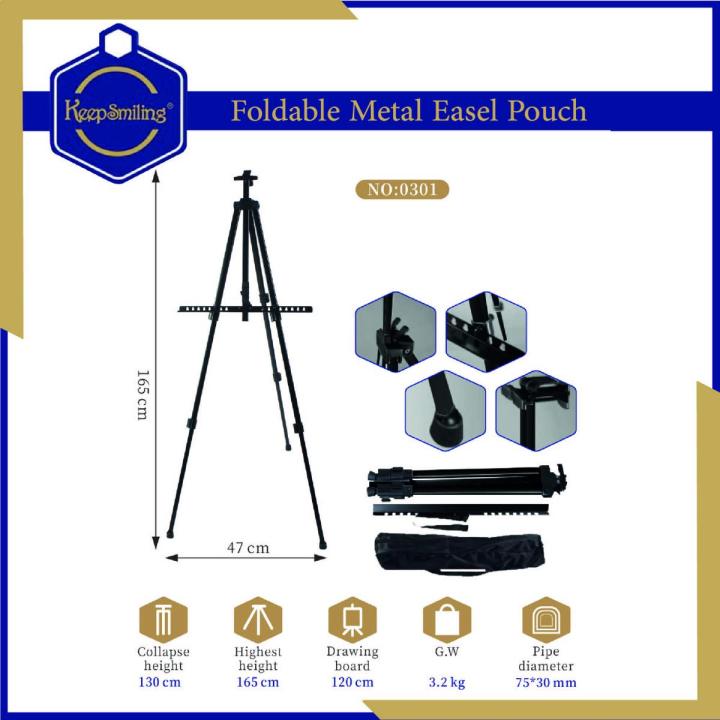 Keep Smiling 0301 - Foldable Art Easel for Canvas Stand for board Adjustable Height Lightweight Folding Telescoping Tripod Easels for Table or Floor