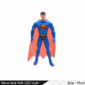 3 Pcs Set - Marvel Avengers and DC Superhero Action Figures Toys For Kids and Boys - Spiderman Superman Batman - Movable With Led Light - Size 15cm. 