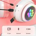 Cat Ear Headphone STN 28 Bluetooth 5.0 Stereo Headset Audio Device Noise Canceling and Microphone Support TF Card Dual Connection with RGB Flashing Light. 