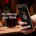 COROGI for iPhone 8 Plus / iPhone 7 Plus Back Cover with Ring Holder Luxury 6D Plating Frame Shiny Bling Stand Cases Soft Silicone Square Protective Mobile Phone Case for Girls Boy. 