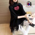 Women Hearts Tree Printed Fleece Poncho For Women Winter Printed Poncho For Girls. 