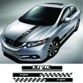 3pcs CUSTOMIZED  Honda Civic TypeR Hatchback Sedan Car Door Side Skirt Sticker Auto Hood Bonnet Stripes Racing Sport Styling Vinyl Film Decal. 