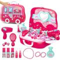 Makeup Briefcase Fashion Beauty Pretend Playset For Kids Girls Make Up Set Toys Professional Princess Makeup Tools Kit For Your Princess Best Birthday Gift. 