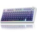 AULA F75 PRO Wireless Mechanical Keyboard,75% Gasket Hot Swappable Custom Keyboard – White Gradient Purple – Star Vector Switch. 
