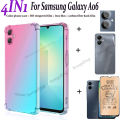 BLKNAIM 4-in-1 NEW For Samsung A06 case Anti-fall Color phone case + Matte Ceramic Film +Carbon Fiber Back Film +Lens Film. 