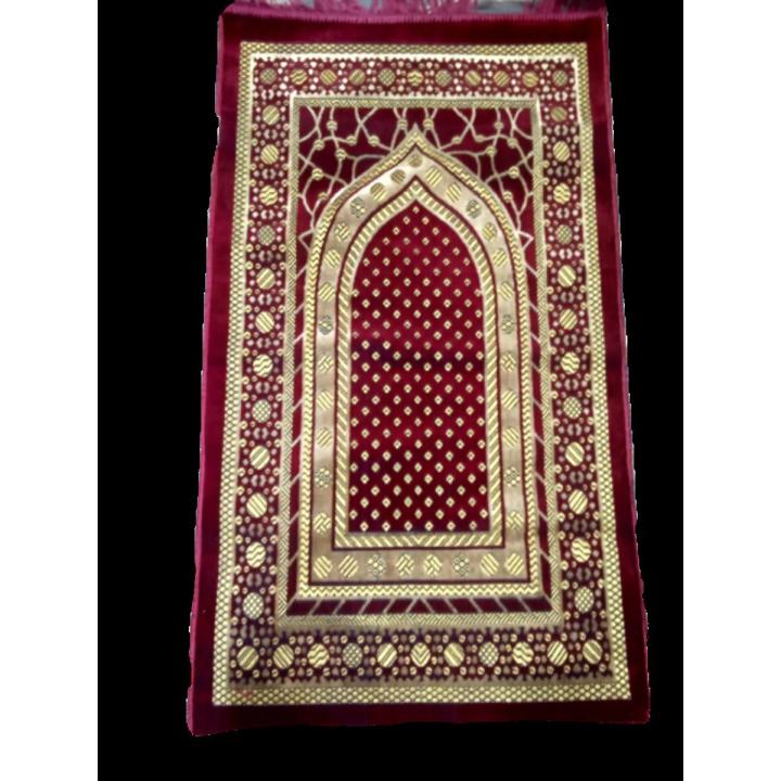 Prayer Mat Maroon Velvet with Foam Jaye Namaz ( Jai Namaz Maroon) Daraz.pk
