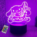 【HOT】 3D Night Light Kuromi Sanrio Anime Character 7/16 Color Band Remote Control LED Night Light Bed Room Decoration Birthday Gift. 