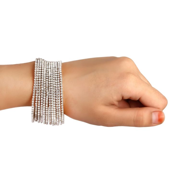 Metal Crystal Gold-plated Silver Bangle  (Pack of 12)