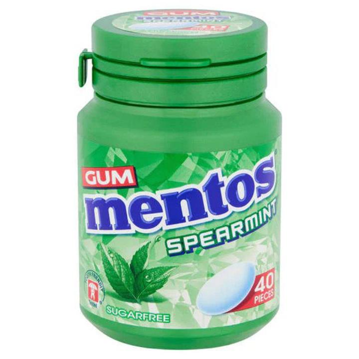 Mentos Chewing Gum Spearmint Sugar Free 40 Gums Jar (Imported)