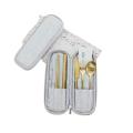 Portable Gold Cutlery Set 7 Pieces. 