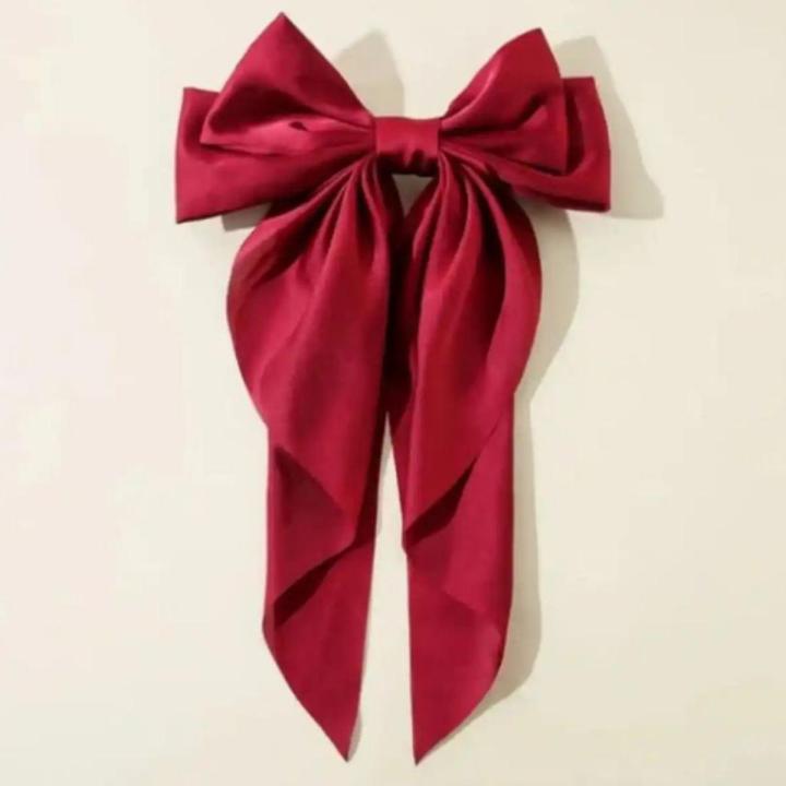 Silk Hair Bow Clip Hair Accessories High Quality Color-Red